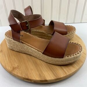 WHITE MT. Women's Plink Platform Wedges Sandals, Brown, Vegan Leather Sz 10M